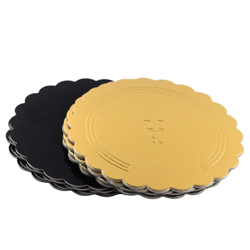 Podkłady pod tort 32cm, MOCNE  grubość 3mm, Złoto/Czarne -10 szt.